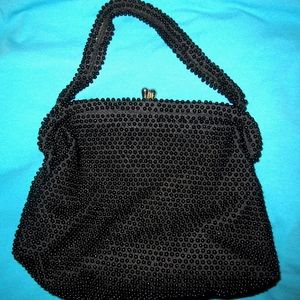 Vintage Purse; Black, beaded.